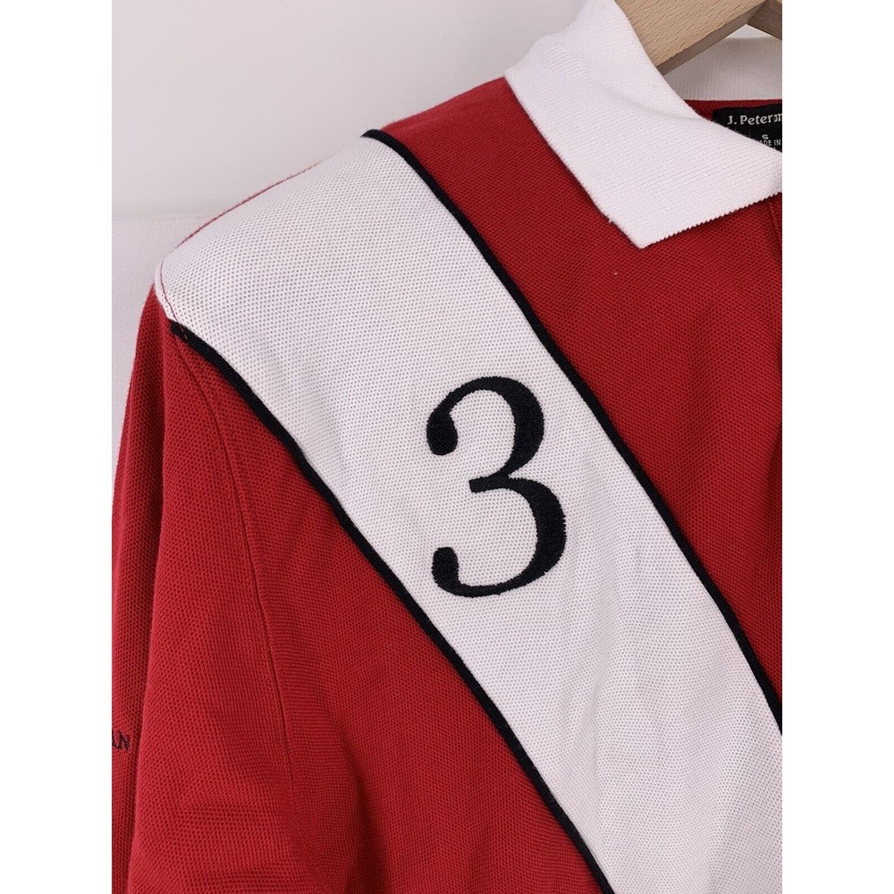J. Peterman Rugby Polo Long Sleeve Shirt Red White Stripe #3 S - Picture 3 of 11
